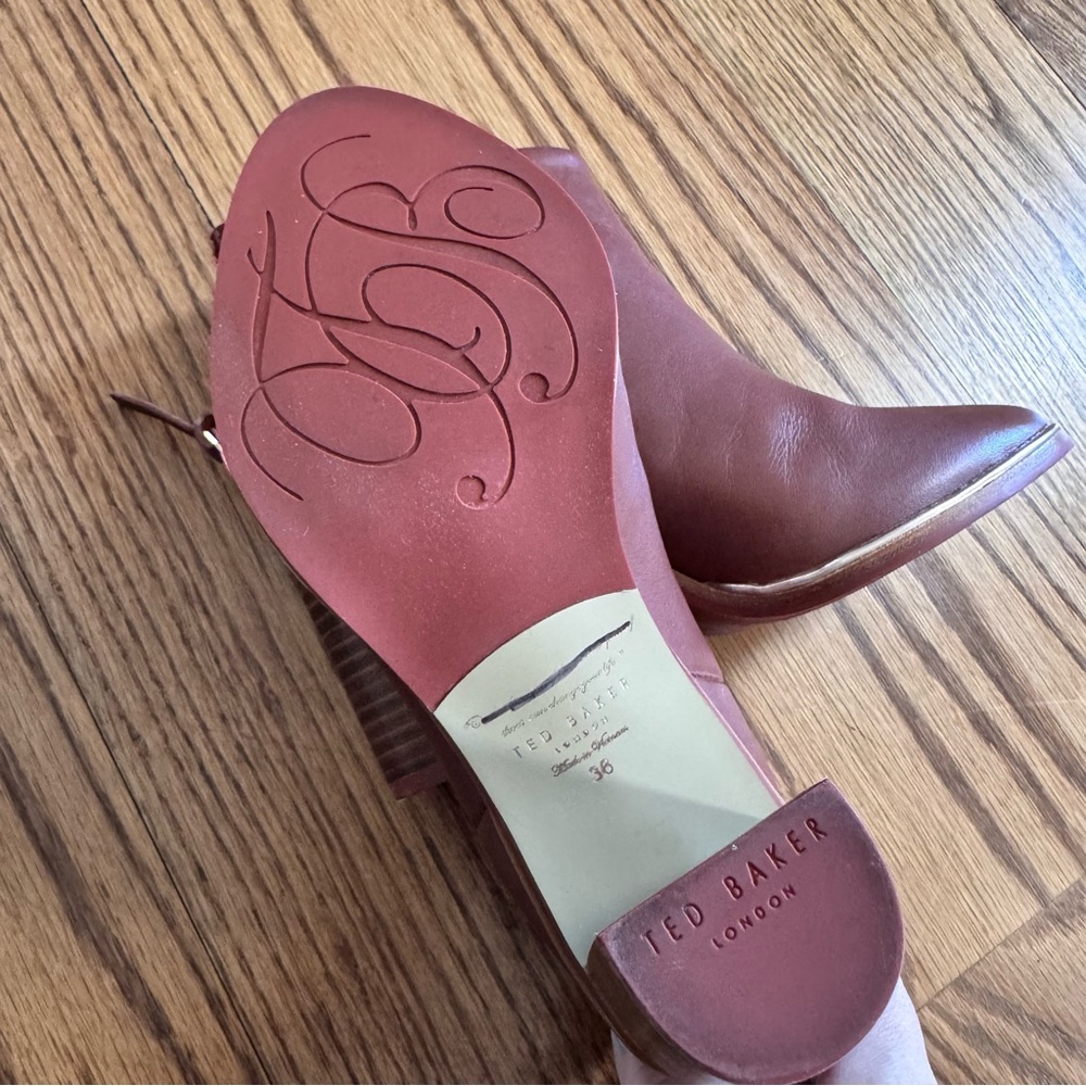 Ted Baker London size 36 Lorca 2 Ankle Boots cognac leather & metallic accents - Picture 9 of 10
